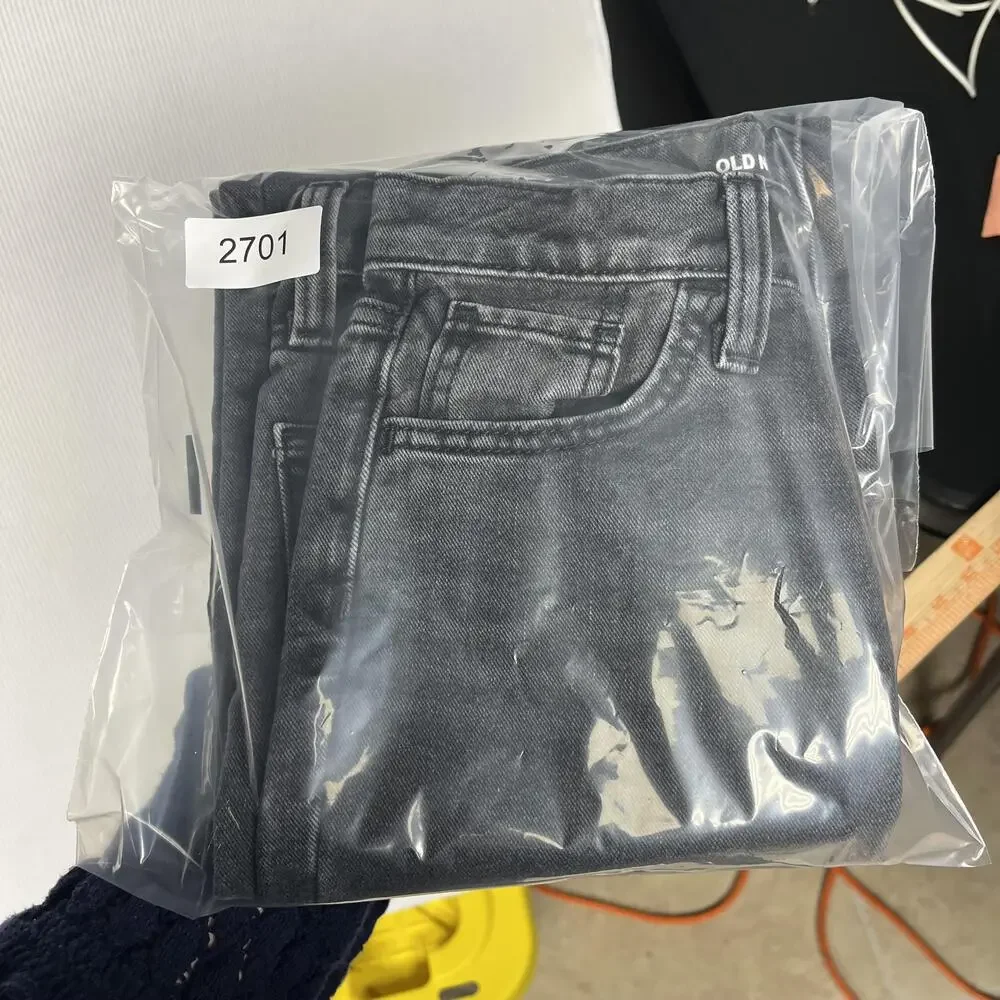 Old Navy Jeans Girls 8 Gray High Rise Baggy Wide Leg Built-In Tough Denim